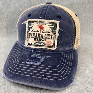 Panama City Beach Mens Blue Alvin's Island Trucker Hat Distressed OSFM